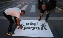 Dem Parti Tarafın'dan İstanbul’da yaya geçidine ‘Pêşî Peya’ yazıldı