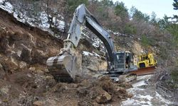 Heyelan köy yolunu kapattı