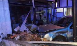 Yoldan çıkıp 2 iş yerine çarptı : 1 yaralı