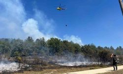 Karabük'te orman yangınına helikopterle müdahale ediliyor