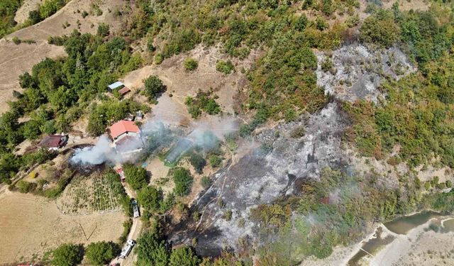 Ahşap evden ormanlık alana sıçrayan yangın kontrol altına alındı