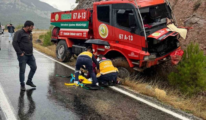 Yangın arazözü yoldan çıktı : 3 yaralı